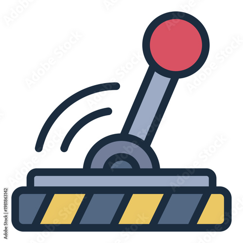 control lever filled line icon. machine joystick. manual operation. cockpit gear.