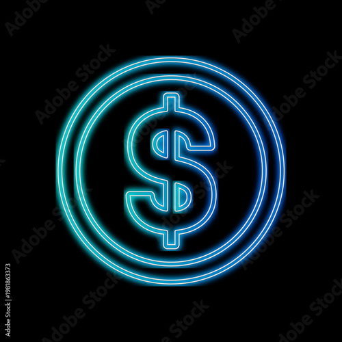 dollar symbol background glowing neon lights vector	