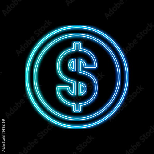 3d dollar symbol background glowing neon  lights vector