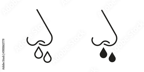 Runny nose icon and symbol. Vector icon editable set