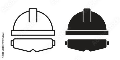 Safety helmet icon and symbol. Vector icon editable set