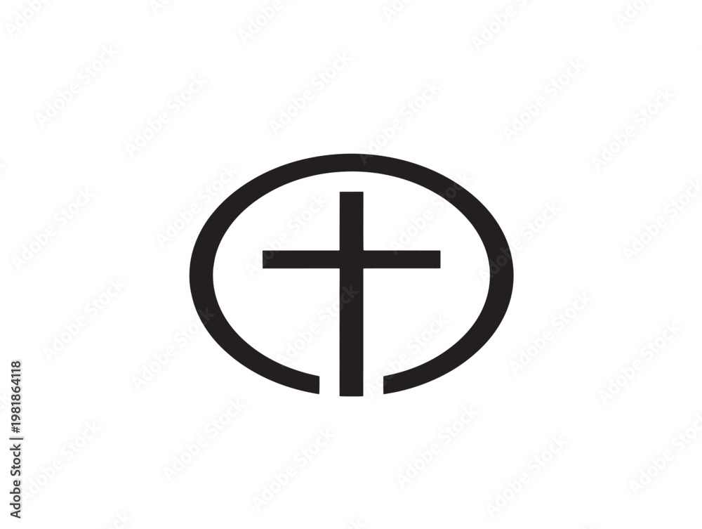 Fototapeta premium minimalist cross inside circle symbol flat design vector illustration