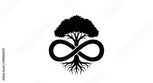 Tree infinity symbol eco friendly logo.