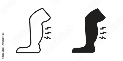 Shin pain icon and symbol. Vector icon editable set