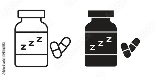 Sleeping pills icon and symbol. Vector icon editable set