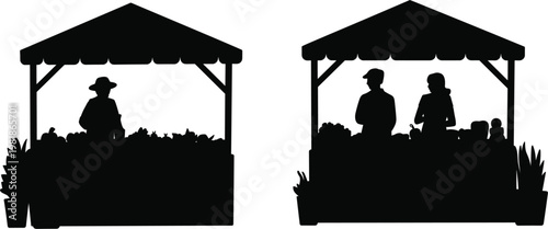 Nativity scene silhouette illustration, Christmas manger figures set for holiday decoration and religious design