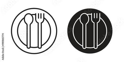 Spoon and Fork icon and symbol. Vector icon editable set