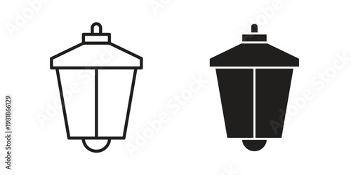 Street lamp icon and symbol. Vector icon editable set