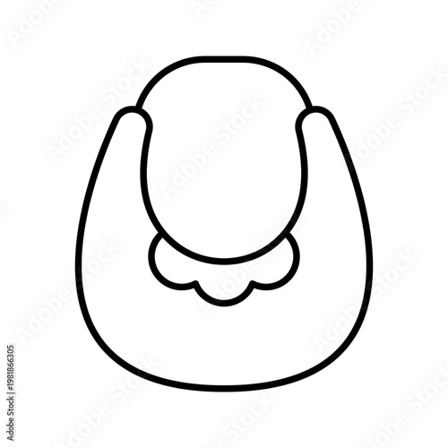 Baby bib icon. Lifestyle and baby accessory line symbol. Black and white.