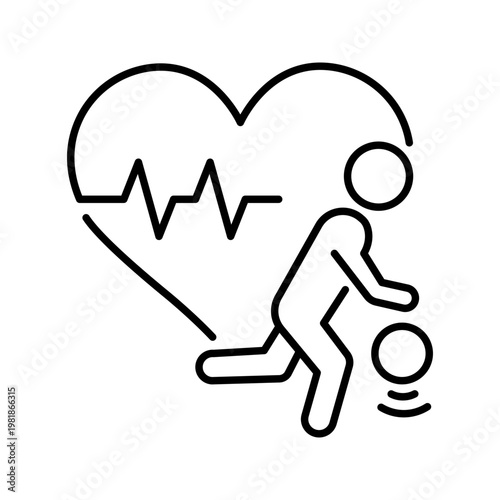 Basketball fitness icon. Sports and basketball line symbol. Black and white.