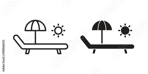 Sun bed icon and symbol. Vector icon editable set