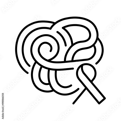 Bowel cancer icon. Healthcare and oncology line symbol. Black and white.