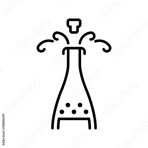 Champagne bottle icon. Food and alcoholic beverage line symbol. Black and white.