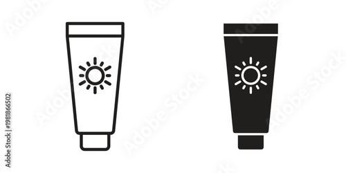 Sunscreen icon and symbol. Vector icon editable set