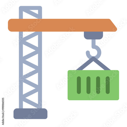 crane flat icon. tower lifter. construction machine. building site.