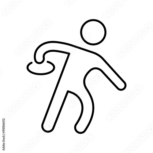 Discus throw icon. Sports and track and field line symbol. Black and white.