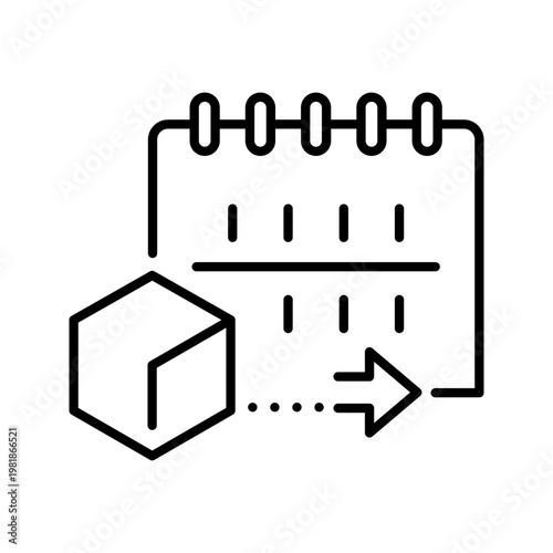 Delivery date icon. Business and shipping line symbol. Black and white.