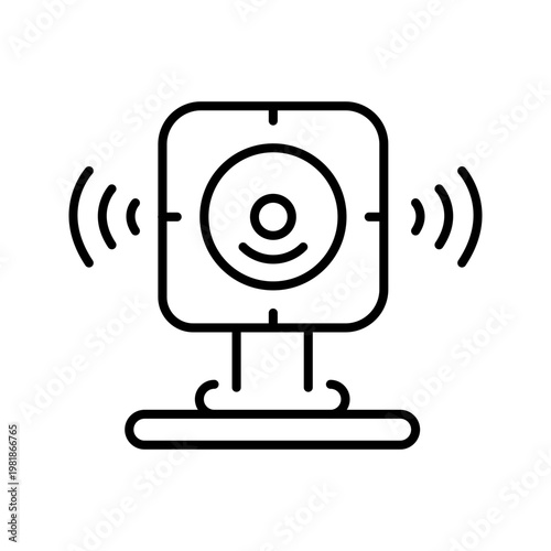 Lidar sensor icon. Technology and vehicle sensors line symbol. Black and white.