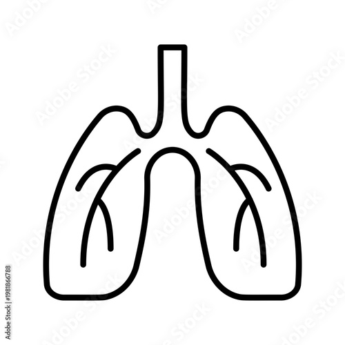 Lung anatomy icon. Healthcare and pulmonology line symbol. Black and white.