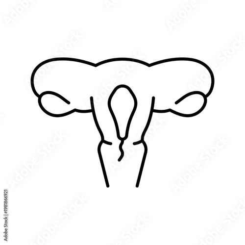Pregnancy uterus icon. Healthcare and obstetrics line symbol. Black and white.