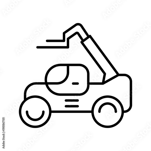 Telescopic handler icon. Industry and material handling line symbol. Black and white.