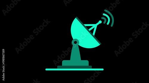 Satellite Dish Transmitting Wireless Signal Icon Animation