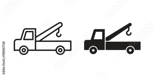 Tow truck icon and symbol. Vector icon editable set