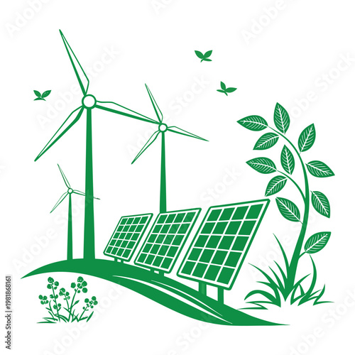 Green renewable energy consumption uses solar, wind, and hydro power to reduce pollution, save natural resources, and support a sustainable and eco-friendly future for everyone...
