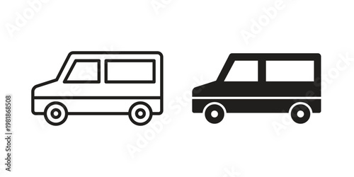Van icon and symbol. Vector icon editable set