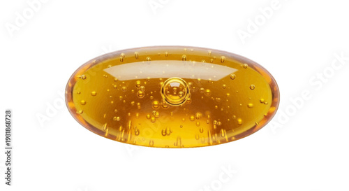 Vector illustration of golden fish oil capsule on a transparent background