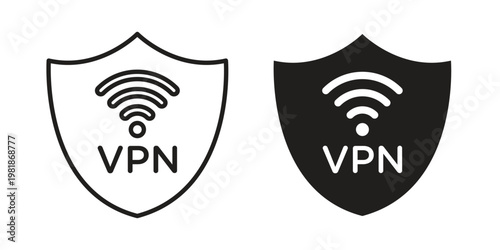 Vpn icon and symbol. Vector icon editable set
