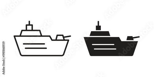 Warship icon and symbol. Vector icon editable set