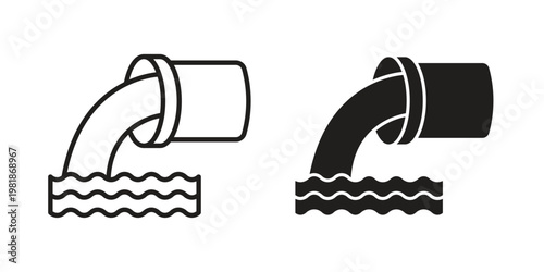 Waste water icon and symbol. Vector icon editable set