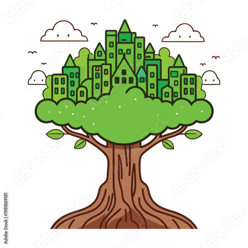 A majestic world tree rises at the heart of existence, its roots deep in ancient realms and branches stretching across skies, symbolizing life, balance, and eternal connection.
