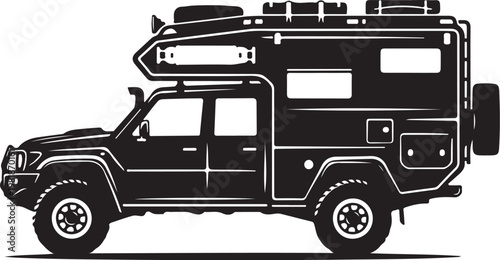 Campervan, motorhome, RV, travel trailer, vector illustration