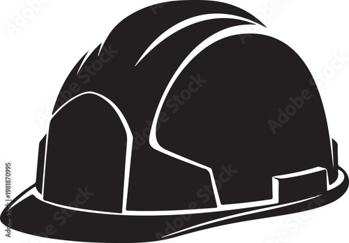 Safety Helmet Silhouette, Construction Gear Black Vector Isolated on White Background