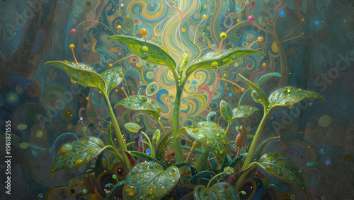 Magical Botanical Sprout with Ethereal Growth and Vibrant Energy
