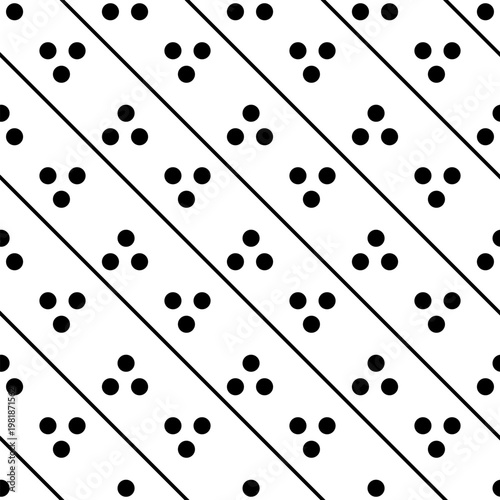 Three black dots on diagonal lines seamless pattern