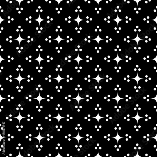 White polka dot rhombus on black seamless pattern