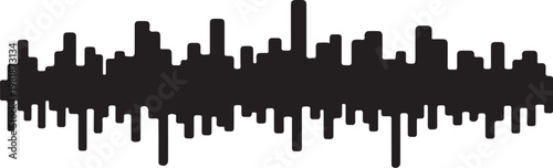 Sound wave, audio signal, waveform, vector graphics, black and white