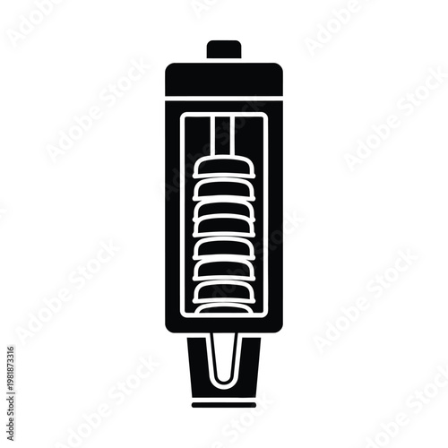 Black shawarma machine icon, vertical rotisserie grill for meat preparation, professional kebab broiler vector illustration, industrial kitchen equipment for fast food restaurants