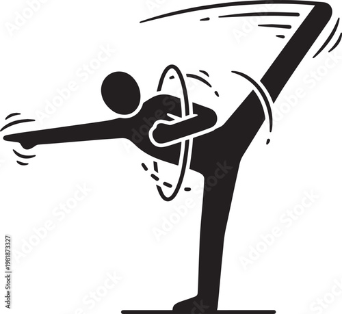 Vector illustration of a rhythmic gymnast performing a hoop routine