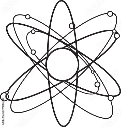 Atom, atomic structure, molecular model, science illustration, educational diagram