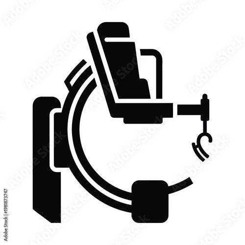 Medical C-arm X-ray machine vector icon, fluoroscopy scanner silhouette for surgical imaging, hospital radiology equipment symbol for healthcare diagnostic technology
