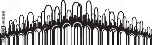 City skyline, urban landscape, black and white, vector illustration, cityscape silhouette
