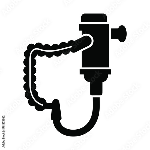 Scuba diving regulator icon in black silhouette style, underwater breathing apparatus vector, professional diving equipment for ocean exploration and snorkeling gear