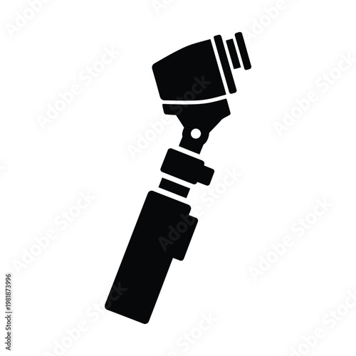 Medical otoscope silhouette vector icon, professional ear examination tool for doctors, black auriscope instrument for hearing health and clinical diagnostic checkups