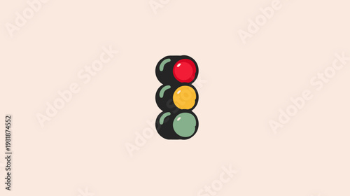 Cartoon traffic light illustration with red, yellow, and green lights on, symbolizing stop, caution, and go signals for road safety.