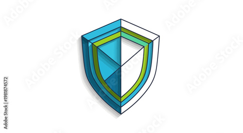 Shield, protection, security icon, blue and green vector logo