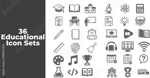 36 Educational Icon Set for Everyday Use